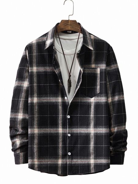 

romwe guys plaid print shirt without tee 29sl#, White;black