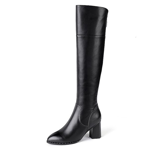 

women 2021 at the knee-high shoes size 22-26 in length autumn and winter long boots ladies 5lme, Black