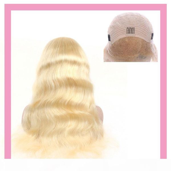 

indian virgin hair 13x4 lace front wigs blonde color 613# body wave human hair lace front wigs with baby hair products 613 color, Black;brown