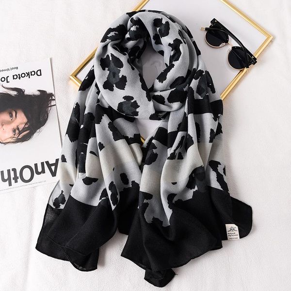 

2020 luxury leopard women cotton scarf pashmina hijab head scarves foulard beach stole print bufanda female soft bandana wmtddm bdesybag, Blue;gray