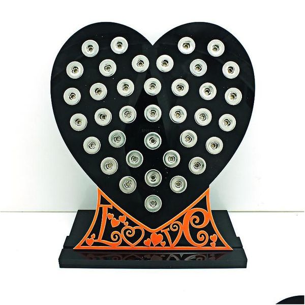 

brand new 12mm snap button display stands fashion black acrylic heart with letter interchangeable jewelry display board t8gk5