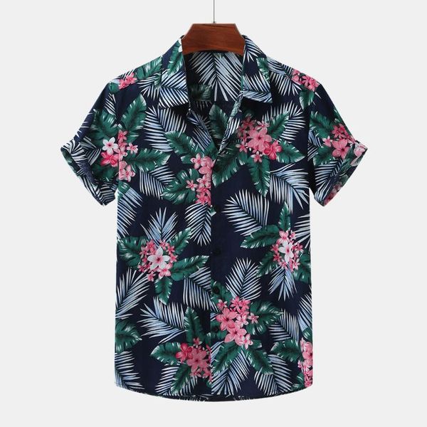 

2020 summer fashion men cothing flowers printed shirts turn down collar short sleeve casual shirts camisas para hombre#gh1, White;black