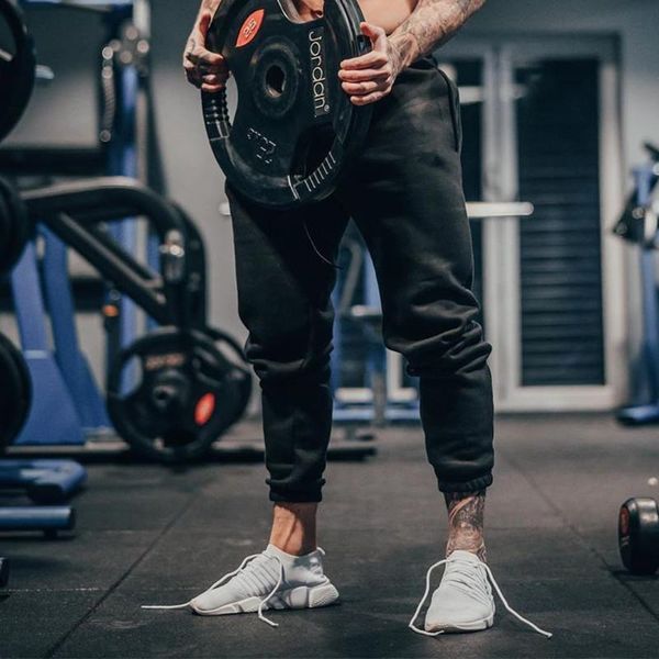 

men's pants sturdy track jogging for men slacks fitness exercise night sport spring and autumn, Black