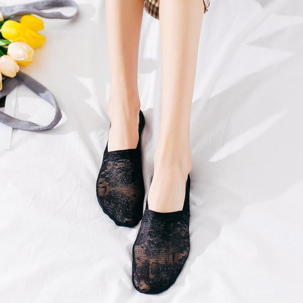 

boat socks women's shallow socks college korean spring and summer thin socks solid color anti-slip japanese lace breatha jllcbr, Black