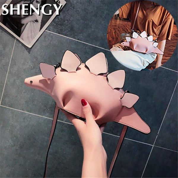 

women leather shoulder bag dinosaur model funny small personalized females bag crossbody woman's cute mini shopping purse