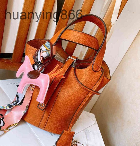 

brand h bags classic designer handbags basket herme food bag 2022 leather elephant gray bucket lychee pattern togo large capacity hand femal