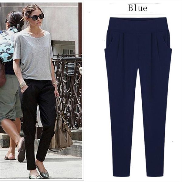 

summer women trouser ankle length plus size 5xl 6xl loose casual harem female pants pencil stretch sweatpant elastic waist, Black;white