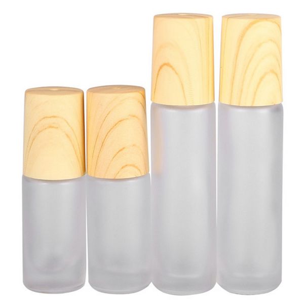

glass clear frosted empty bottles 5ml 10ml metal roller ball wood grain plastic perfume bottle portable vials travel new arrival 2js g2