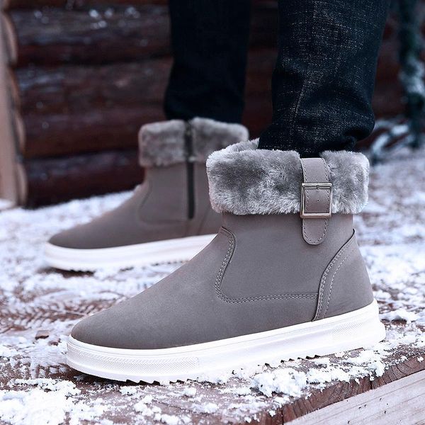

nice new vogue fashion winter men boots wear resistant handmade ankle boots warm working boot zipper men casual shoes zapato, Black