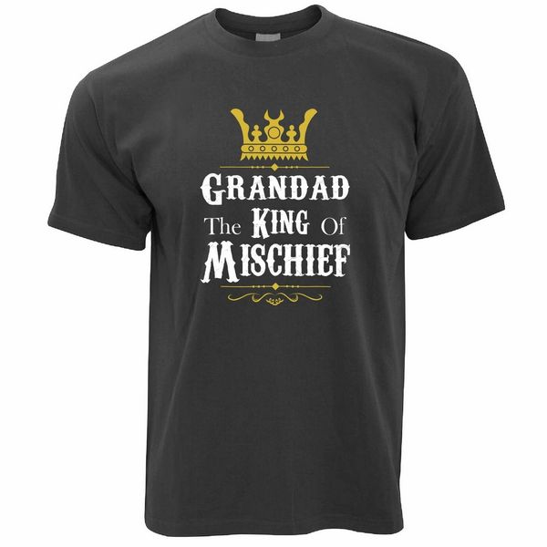 

father's day grandad, the king of mischief novelty slogan dad joke birthday gift sport hooded sweatshirt hoodie t shirt