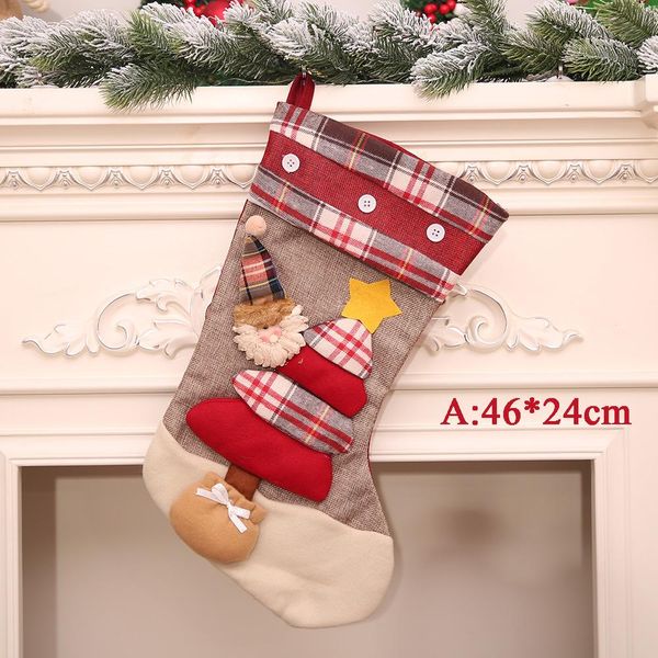 

2018 творческий рождественские чулки санта-клаус снеговика оленей подарков рождественская елка повесить украшение украшения праздничные прин