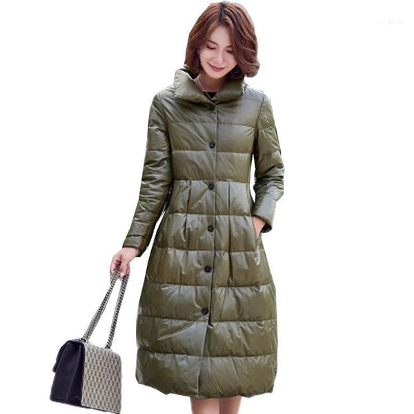 

new 2018 real sheepskin leather jacket women winter thicken duck down jacket female genuine leather parka mujer abrigo lx257711, Black