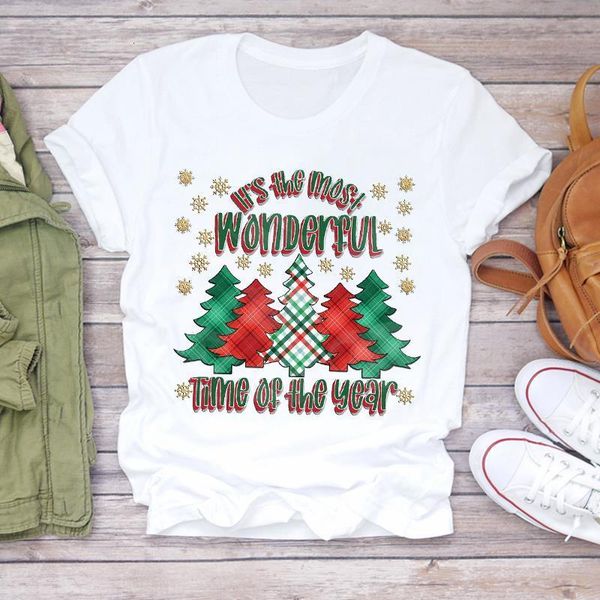 

women christmas clothing plaid tree snowflake 90s new year print lady t-shirts tshirt ladies graphic female tee t-shirt, White