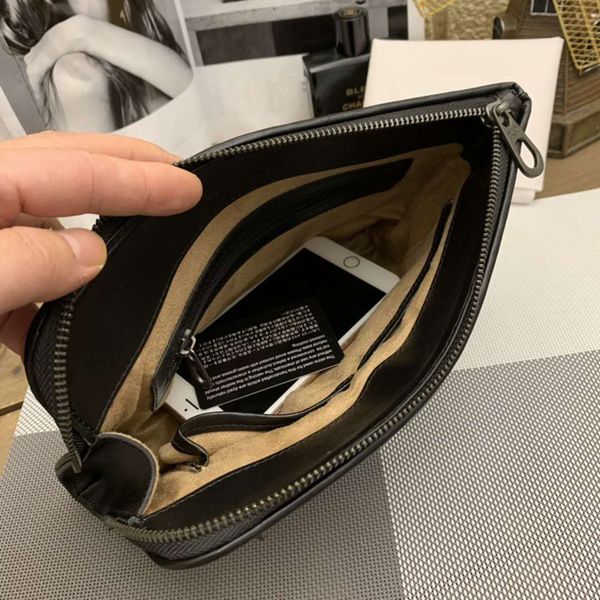 

genuine leather mens handbag casual fashion clutch mens trendy woven clutch large capacity cowhide briefcase trendy