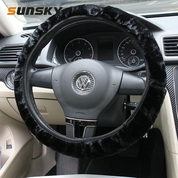 

25-35cm universal soft short plush winter car steering wheel cover outer diameter1