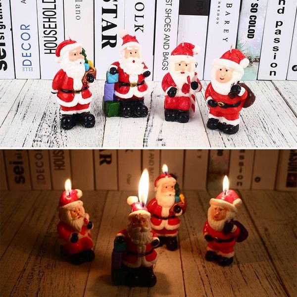 

1pc Snowman Santa Claus Birthday Candles Christmas Party Decoration Candle Gift for Kids Birthday Gold Pine Nuts Candles