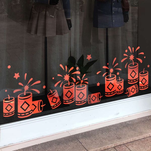 

year's day in 2021 spring ftival shop glass door stickers new year of the ox window decoration