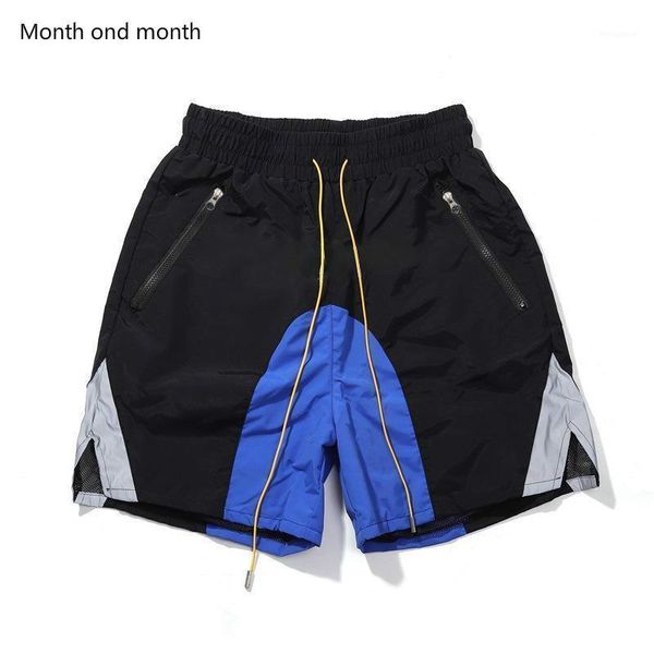

beach shorts new summer casual baggy shorts hip hop fashion sweatpants stitching breathable zip gym jogging pants1, White;black