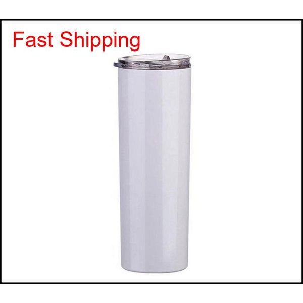 

20oz skinny tumblers sublimation blanks tumbler stainless steel coffee mugs beer classic cup with lid straws sea shipping ljjz1 qnw8n