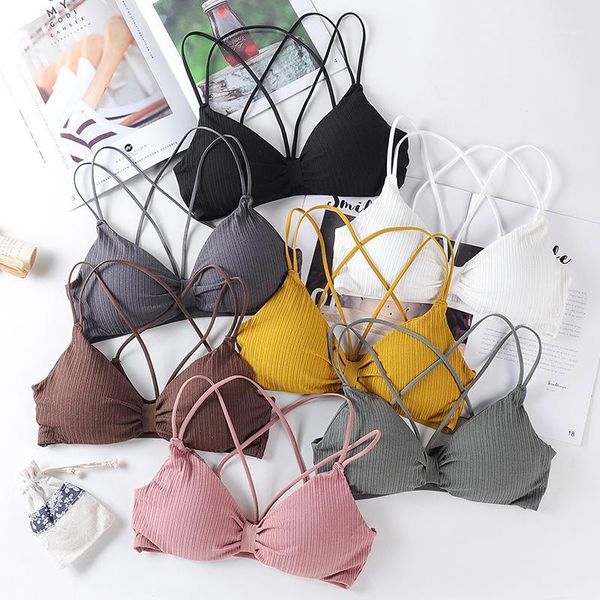 

linbaiway knitted bra for women push up bralette lingerie crop women's underwear tube female starp sports brassiere1, Red;black