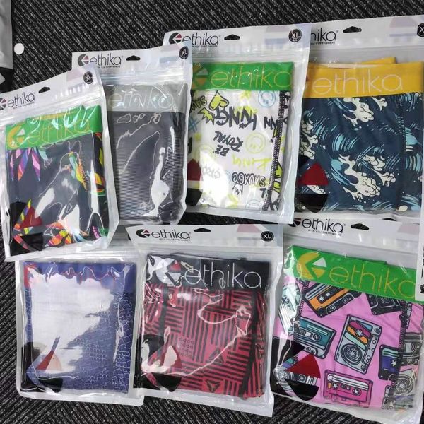 

lth001 new ethika brand wholesale spot polyester seam seamless men's boxer shorts men's underwear boxer underwear 004, Black;white