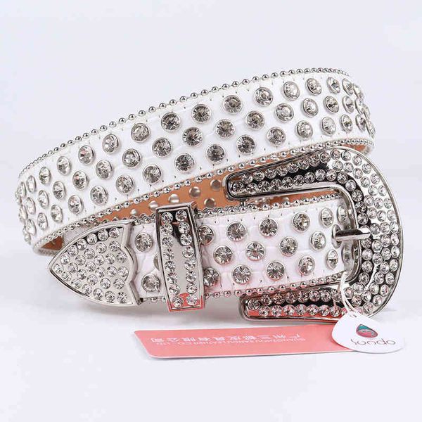 Cintura con strass di design in vera pelle di alta qualità per donna Uomo Moda Cowboy Cinture con borchie punk in oro Marchio di lusso Cinto AA220312