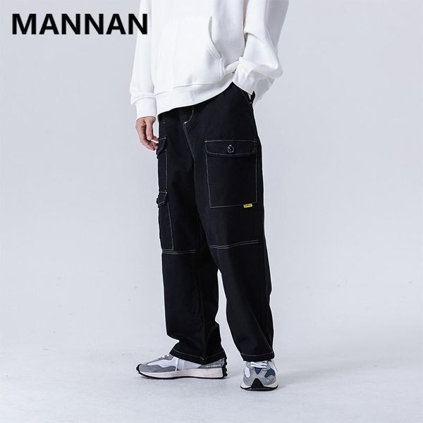 

men's pants 2021multi-pockets cargo jogger sweatpant hip hop mens fashion casual loose outwear coat black trousers