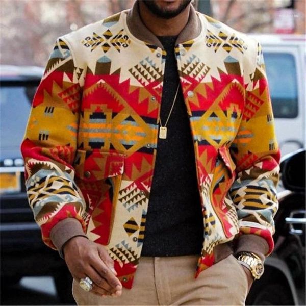 

lightweight mens vinatge leisure jackets spring lapel collar retro jacket geometry print coats autumn fashion men clothing 20201, White;black