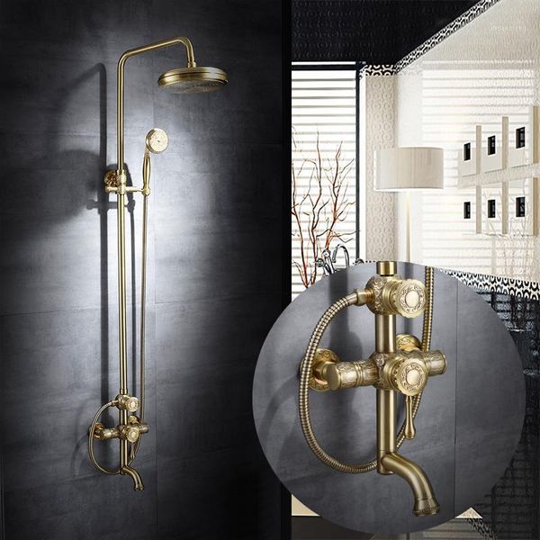 

bathroom shower faucet set faucet shower antique brass carving and cold bathroom set mixer tap square1