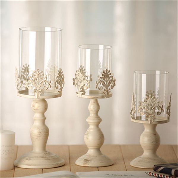 3 Tamanho Elegante Candle Cube Cubo Stand Candle Castiçal Metal Base Base Craft Votícias Grandes Velas de Vidro Casamento Castiçais Y200109