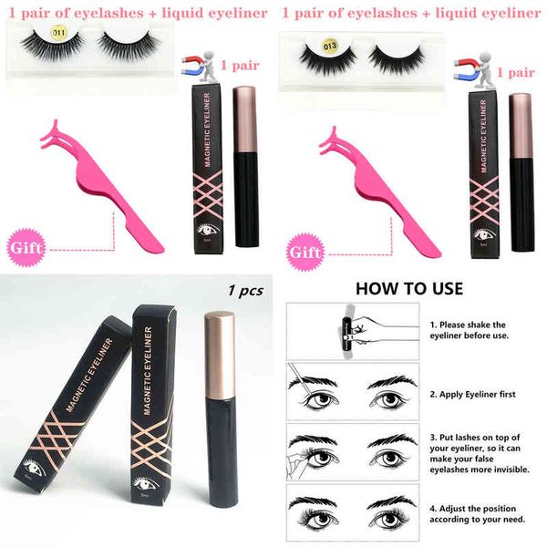 

fake eyelashes 1 pair magnetic eyelashes 3d mink false eyeliner waterproof long lasting weezer kit 220226