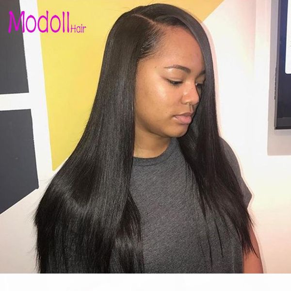 

modoll фронт шнурок человеческих волос с волосами младенец pre щипкового remy straight бразильского 613 блондинкой парик шнурка человеческих, Black;brown