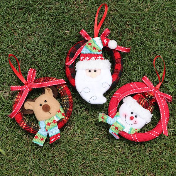 

fast shipping christmas small checkered european style garland foam pendant handmade wreath christmas tree decorations for the elderly f8502