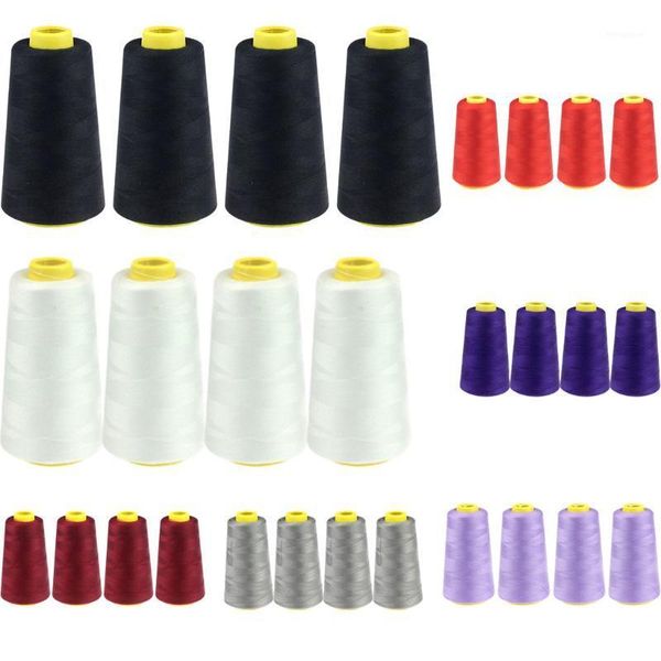 

4pcs diy embroidery craft patch sewing threads 2300 yards colorful polyester sewing thread handwork machine supplies z611, Black;white