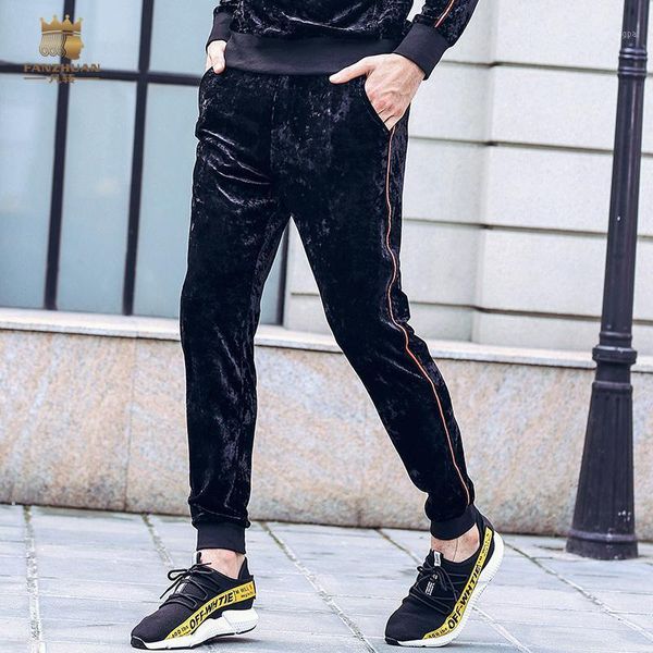 

fanzhuan new male 2020 fashion casual men's slim trousers personality popular pants black korean cashmere 8181531