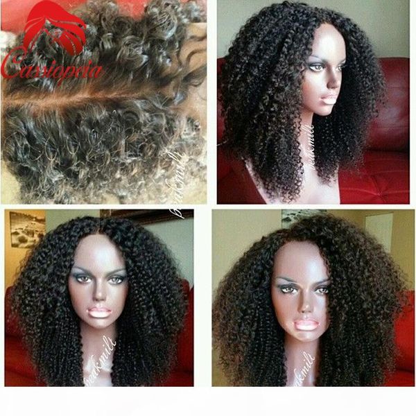 

afro kinky curly full lace wigs for african american short peruvian curly lace front human hair wigs glueless bleached knots wholesale price, Black;brown