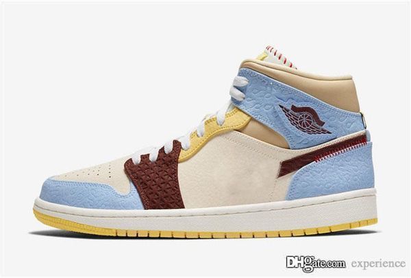 

2020 new authentic 1 mid se fearless air maison chateau rouge retro pale vanilla cinnamon blue yellow men outdoor shoes with box cu2803-200