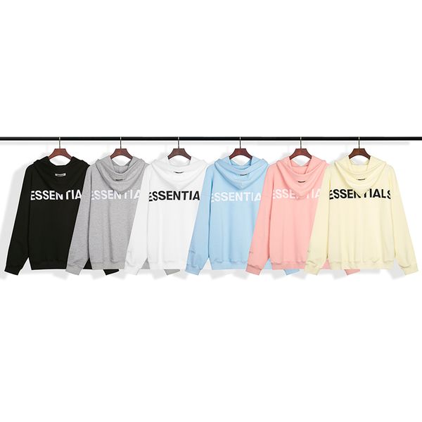 

fog fear of god essentials 3m reflective letter printing hoodie high street casual hoodie pullover sweater street mans womans clothing, Black