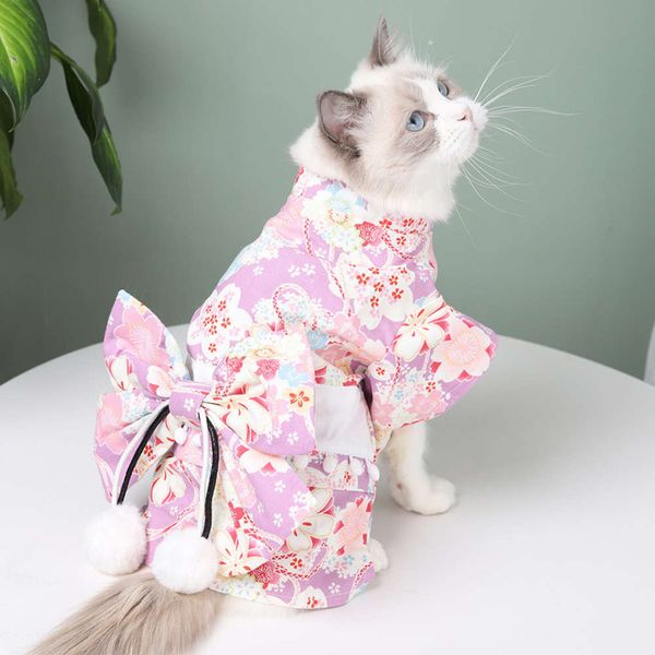 

pet cat cloth small dog cute net red kimono autumn and winter cotton warm hanfu