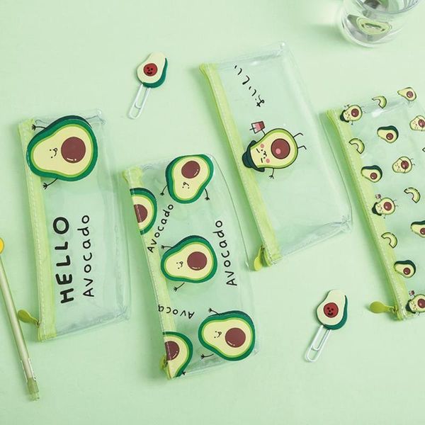 

1pcs kawaii pencil case cute avocado gift estuche school pencil box pencilcase transparent bag school supplies stationery