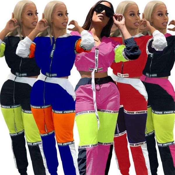 

running sets women tracksuit full sleeve jacket high waist pants elastic gym sportswear sports set workout active wear large size xxl1, Black;blue