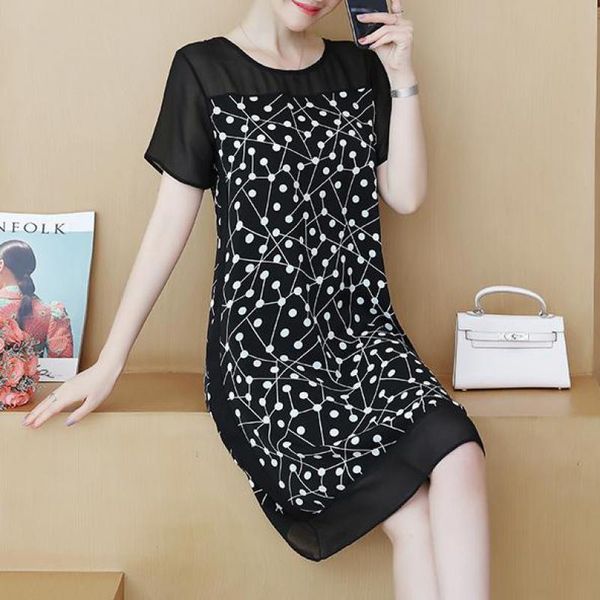 

48-100kg Can Wear New Fashion Full Scoop Knee-length A-line Chiffon Plus Size Cocktail Dresses Coctail Dresses For Party, Black