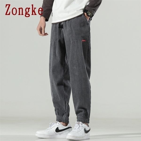 

zongke streetwear corduroy pants men clothing japanese fashion sweatpants men korean fashion mens pants m-5xl arrival 220311, Black