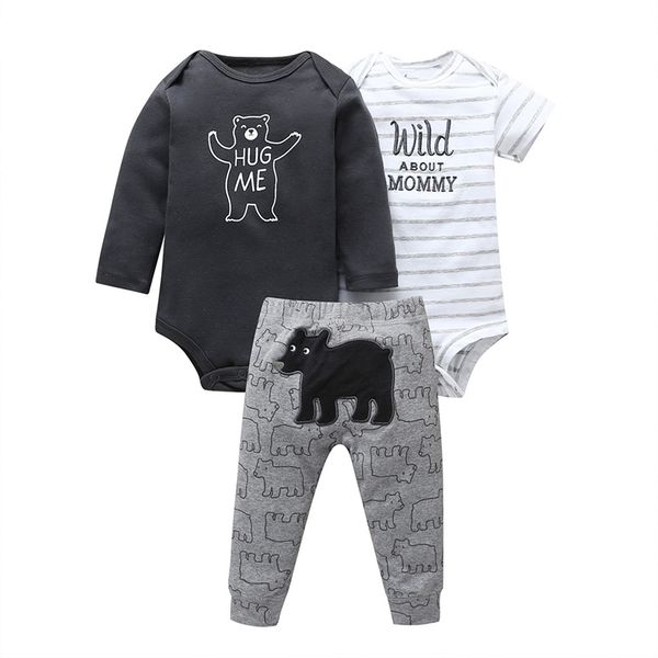 

baby boy clothes set long sleeve romper+pant cartoon bear+letter print winter newborn infant clothing fall new born girl outfit y200323, White