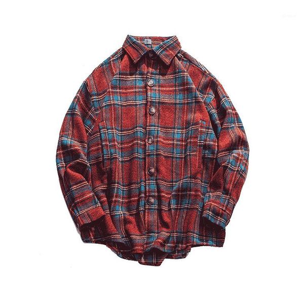 

high street thickening worstedprinting lattice clothing male overcoat 2018 autumn youthful plaid blend men windbreaker m-xl1, Black
