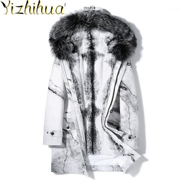 

azazel real fur coat men fur liner luxury winter jacket parka homme collar mens real furs long coat kj22021, Black