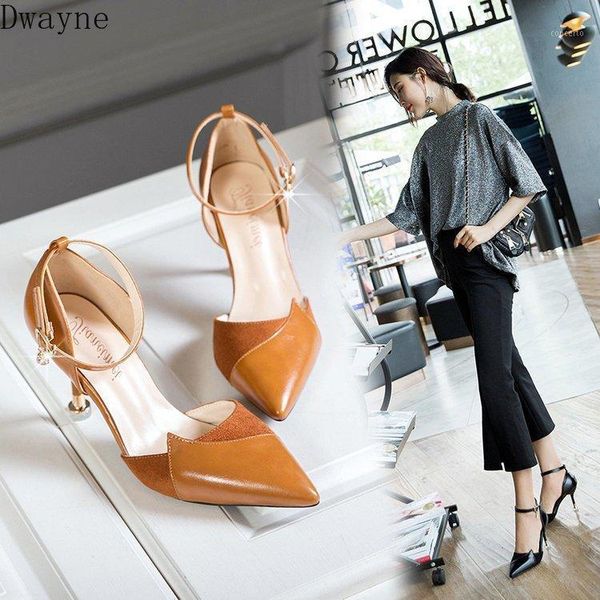 

2021 new korean splice middle hollow single shoes stiletto high heels elegant sweet womens shoes fashion small fresh pumps1, Black