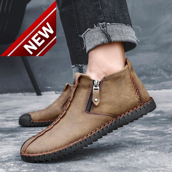 

2021 shoes autumn and winter men's medium martin boots handmade short men, Black