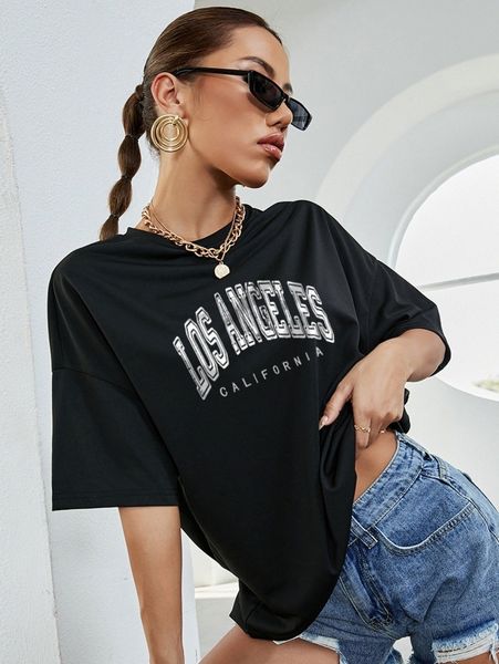 

letter graphic drop shoulder oversized tee s9od#, White
