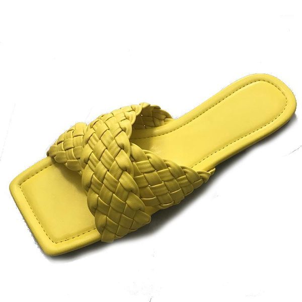 

square head slippers woven flip flops beach sandals women summer casual shoes women flat casual slippers fashion1, Black